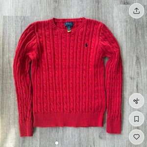 Polo Ralph Lauren Red Cable Knit Sweater XS S Petite Classic
